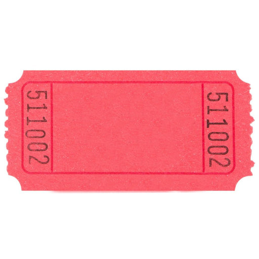 Single red raffle ticket with a rectangular border and black serial number '511002' printed on both sides, featuring perforated edges and rounded corners on a white background.