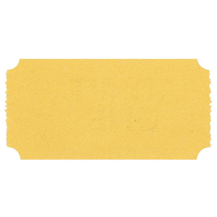 Single blank light yellow raffle ticket with a textured surface, perforated edges, and rounded corners, displayed on a white background.