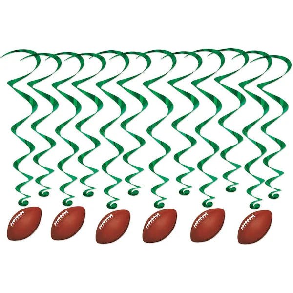 Football Hanging Swirl Decorations, 17.5" - 32.5" | 12pc - Zurchers