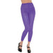 Bright purple footless tights with a snug, stretchy fit, extending to the ankle. Suitable for costumes, dancewear, athletic outfits, or bold fashion statements.