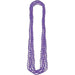 Eight metallic purple beaded necklaces arranged in a looped bundle against a white background. The beads are small, round, and glossy.