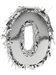 Silver number one piñata covered with metallic fringe, shaped like the numeral 0.