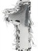 Silver number one piñata covered with metallic fringe, shaped like the numeral 1.