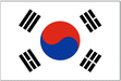 A white flag with a red and blue yin-yang symbol in the center and four black trigrams in each corner.