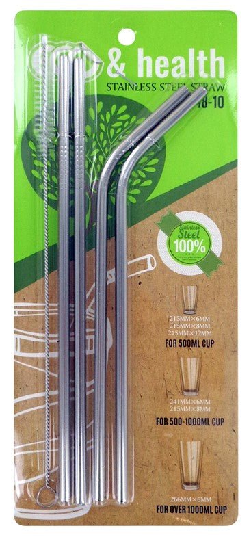 Eco & Health Stainless Steel Straws | 5pc - Zurchers