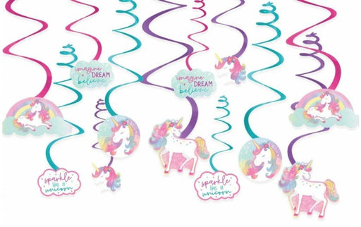 Enchanted Unicorn Hanging Swirl Decorations | 12ct - Zurchers