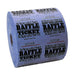 Large roll of blue raffle tickets with black text and decorative designs, reading 'RAFFLE TICKET' on one side and 'KEEP THIS COUPON – RAFFLE – REDEEM FOR PRIZES' on the other, each ticket numbered sequentially.