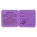 Purple raffle ticket with two sections: the left side displaying an attention notice about liability and management rights, and the right side featuring fill-in fields for name, address, and phone number, along with a small cartoon ticket character illustration.