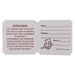 white raffle ticket with two sections: the left side displaying an attention notice about liability and management rights, and the right side featuring fill-in fields for name, address, and phone number, along with a small cartoon ticket character illustration.