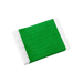 Stack of green Tyvek wristbands with white adhesive sections, arranged on a transparent background.