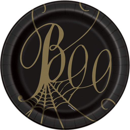 Halloween Black and Gold Spider Web Plates 7" | 8ct - Zurchers