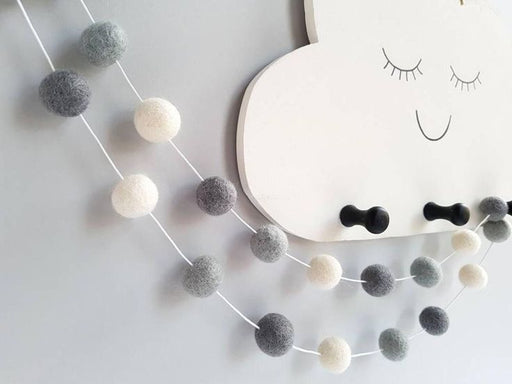 White & Gray Pompom Garland 6ft | 1ct - Zurchers