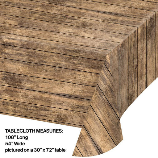 Western Plastic Brown Wood Tablecover 54"x108" | 1ct - Zurchers