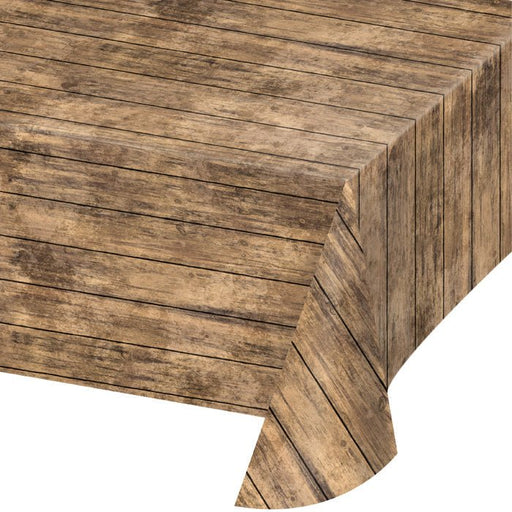 Western Plastic Brown Wood Tablecover 54"x108" | 1ct - Zurchers